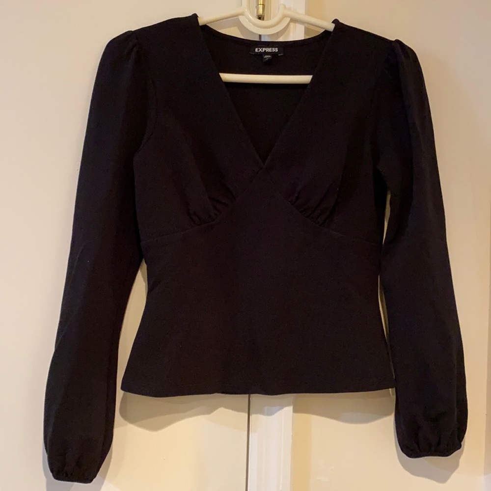 Express Black V Neck Princess Sleeves